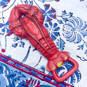 Department 56 Lobster Cast Iron Bottle Opener Red Vintage Coastal Beach Home
